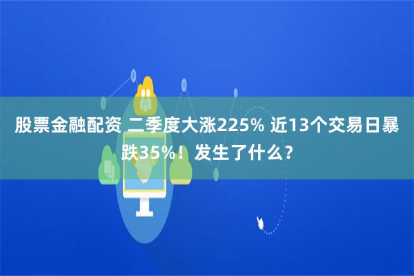 股票金融配资 二季度大涨225% 近13个交易日暴跌35%！发生了什么？